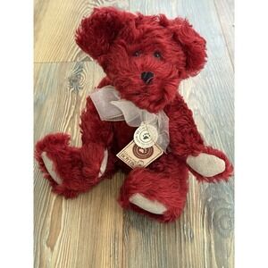 New Scarlet Bearington  Boyds Bears 11in Red mohair teddy bear 590043-02